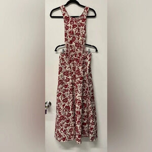 MAAC LONDON Fit Flare Midi Dress Floral White Red M Elastic Waist